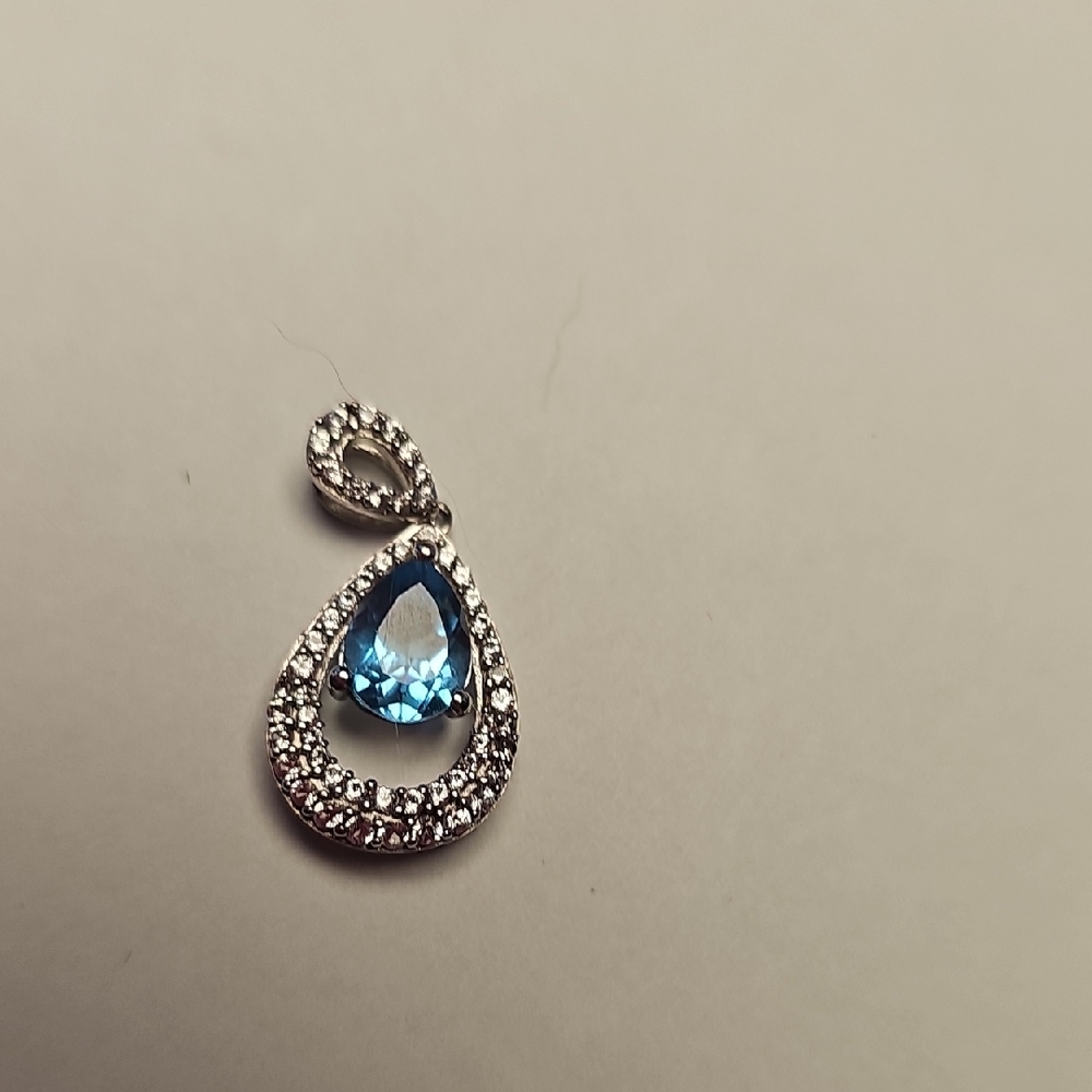 Sterling Swiss Blue Topaz Pendant